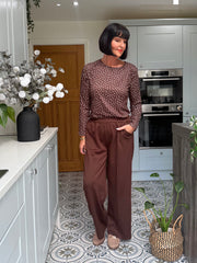 Chocolate Polka Dot Super Soft Round Neck