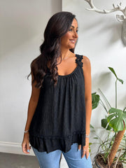 Black Floral Strap Vest Top Lexa