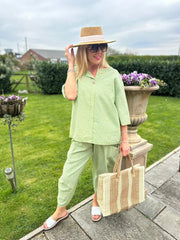 Green Gingham Two Piece Set Lara