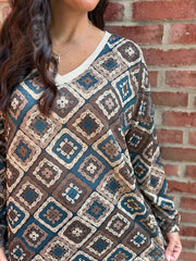 Teal Diamond Shimmer Top Freya