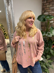 Pink Metallic Lightweight Knit Bella