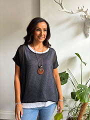 Black Layered Net Top Elise