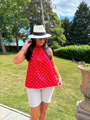 Red Polka Dot Halter Neck Top Judy