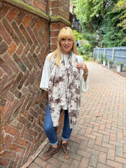 Stone Floral Raw Edge Scarf