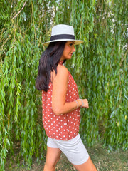 Rust Polka Dot Halter Neck Top Judy
