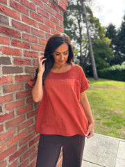 Rust Mesh Detail Top Parker