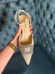 Stone Embellished Kitten Heel