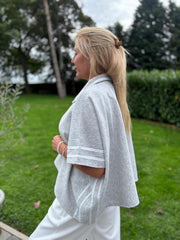 Grey Stripe Detail Button Top Leona