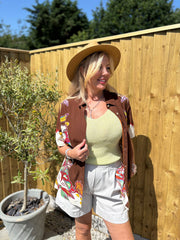 Chocolate Botanical Border Shirt Gemma