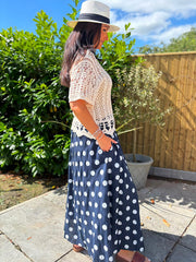 Navy Polka Dot Skirt Amy