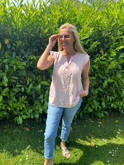 Pink Floral Frill Sleeve Top Chrissy