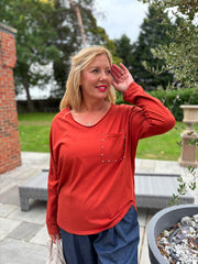Rust Stud Pocket Top Serena