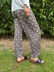 Chocolate Diamond Pattern Wide Leg Trousers