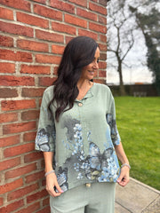 Khaki Floral Butterfly Top Reeva