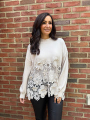 Stone Floral Applique Knit Dina