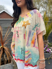 Gold Longline Multi Pattern Shimmer Top Helena