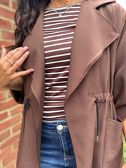 Chocolate Tie Waist Jacket Charlotte