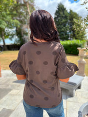 Chocolate Polka Dot Top Amber
