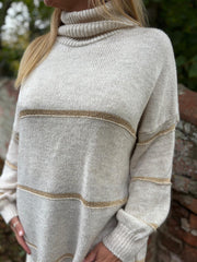 Stone Striped Roll Neck Knit Rachel