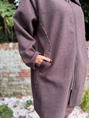 Chocolate Stud Detail Coat Meredith