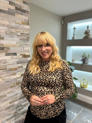 Natural Soft Leopard Ruched Side Top Drew