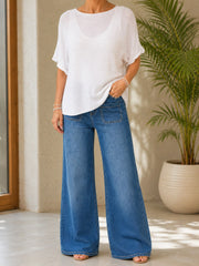 White Cotton Reverse Seam Knit Jo