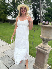 White Boho Embroidered Sun Dress Kelsey