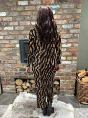 Mocha Velour Tiger Print Dress Haven
