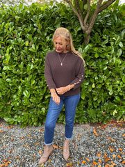 Chocolate Sleeve Detail Knit Top Julia