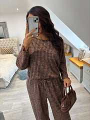 Rust Soft Checked Lounge Set Kennedy