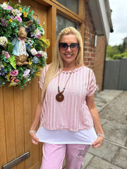 Pink Multi Hole Layered Top Laurel