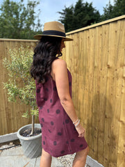 Wine Polka Dot Sleeveless Dress Tiana