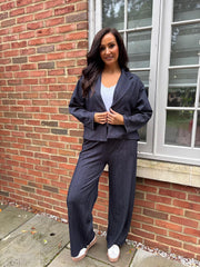 Denim Style Pinstripe Trousers Geri