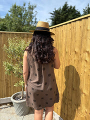 Chocolate Polka Dot Sleeveless Dress Tiana