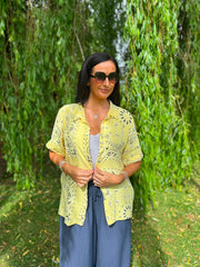Lemon Bubble Cotton Paisley Short Sleeve Shirt Jackie