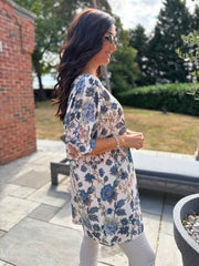 Blue Floral Print Knit Tunic Delilah