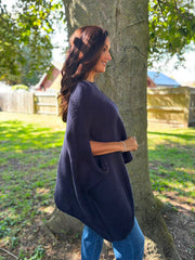 Navy Asymmetric Cosy Knit Fran