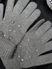 Grey Embellished Gloves
