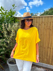 Yellow Embroidered Floral Top Frankie