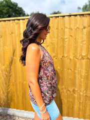 Chocolate Paisley Halter Neck Top Jessie