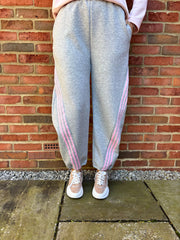 Grey Stripe Barrel Leg Joggers
