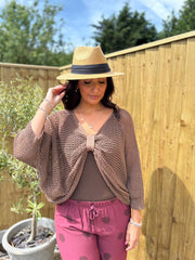 Chocolate Gathered Loose Knit Paige