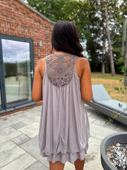 Mocha Crochet Detail Dress Maya