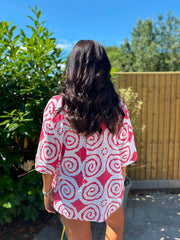 Red Swirl Pattern Top Mercy