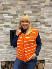 Orange Stripe Knitted Waistcoat Emily