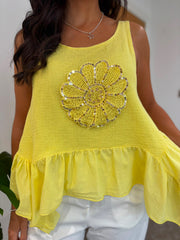 Lemon Net Floral Vest Top Daphne