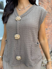 Mocha Textured Sleeveless Top Corrina