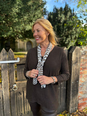 Chocolate Ribbed Knit Scarf Two Piece Jo