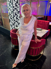 Blue Embellished Cowl Neck Top Danica