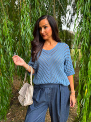 Denim Chevron Knit Anabelle